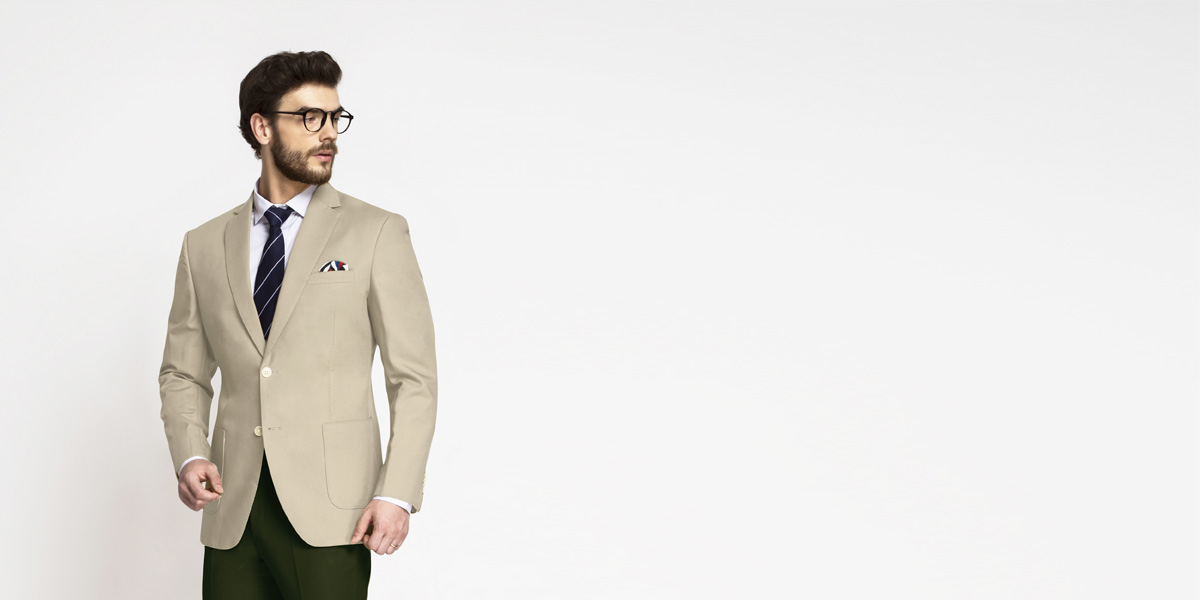 Sand Brown Khaki Cotton Blazer 